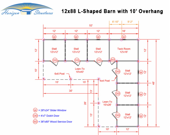 L-Shaped Barn Blueprint